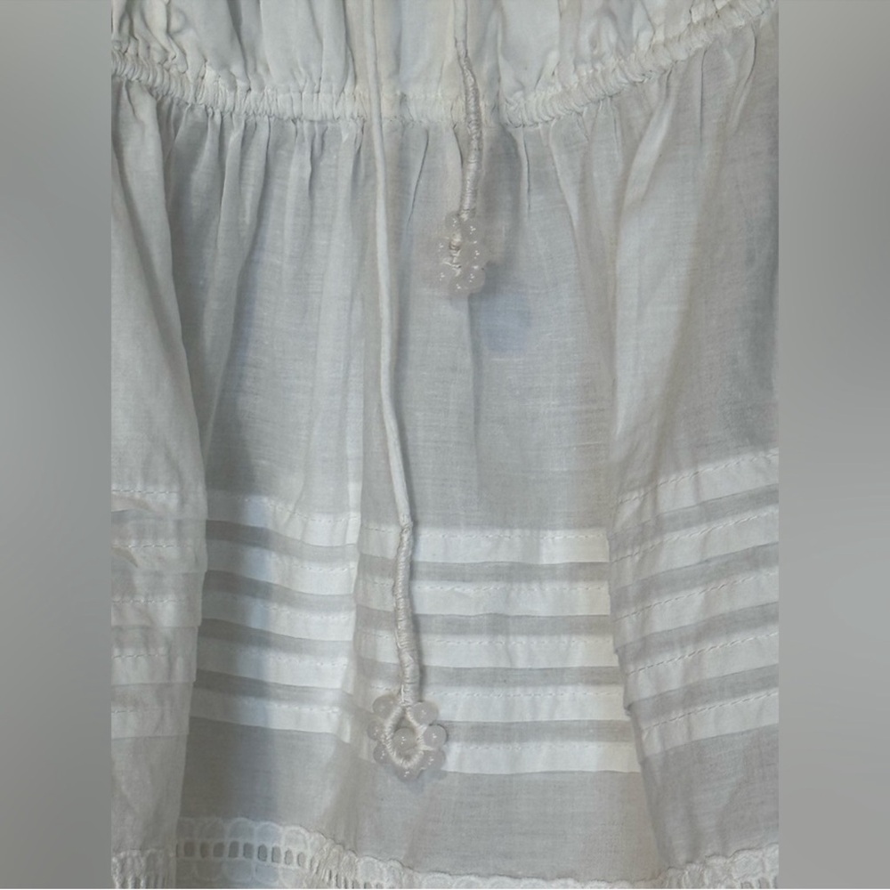 FARM Rio White Squared Neckline Long Sleeve Blouse Tassel Beaded NWOT XL - Picture 4 of 10